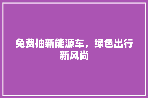 免费抽新能源车，绿色出行新风尚