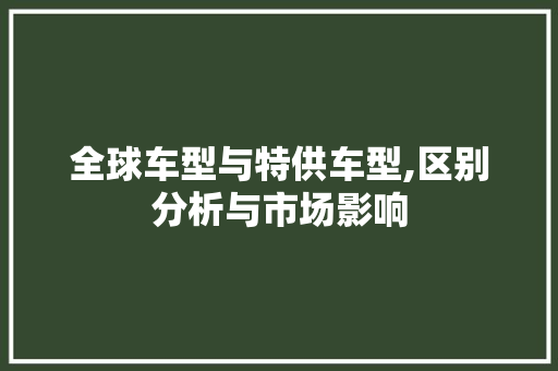 全球车型与特供车型,区别分析与市场影响