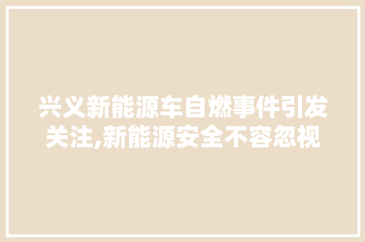 兴义新能源车自燃事件引发关注,新能源安全不容忽视