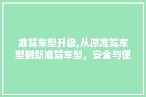 准驾车型升级,从原准驾车型到新准驾车型，安全与便利的双重提升