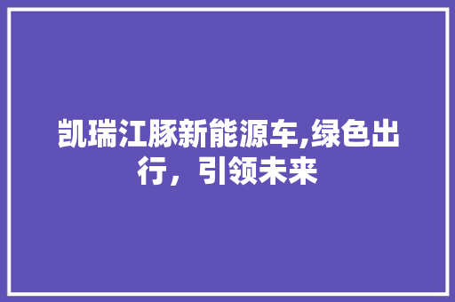 凯瑞江豚新能源车,绿色出行，引领未来