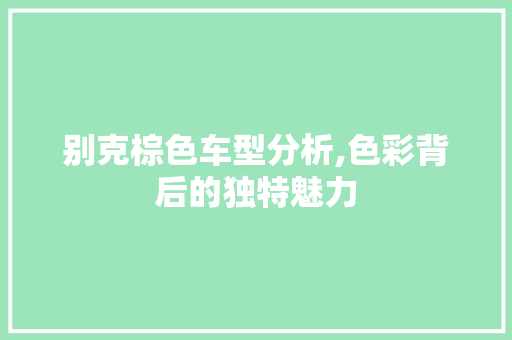 别克棕色车型分析,色彩背后的独特魅力