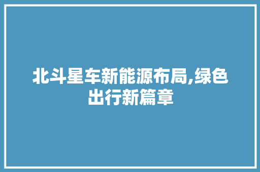 北斗星车新能源布局,绿色出行新篇章  第1张