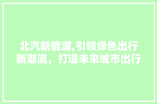 北汽新能源,引领绿色出行新潮流，打造未来城市出行新标杆