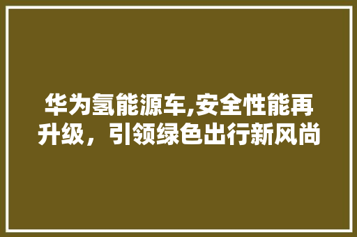 华为氢能源车,安全性能再升级，引领绿色出行新风尚