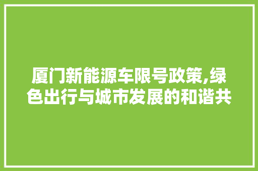 厦门新能源车限号政策,绿色出行与城市发展的和谐共鸣