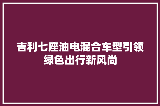 吉利七座油电混合车型引领绿色出行新风尚  第1张