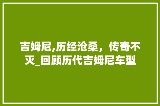 吉姆尼,历经沧桑，传奇不灭_回顾历代吉姆尼车型