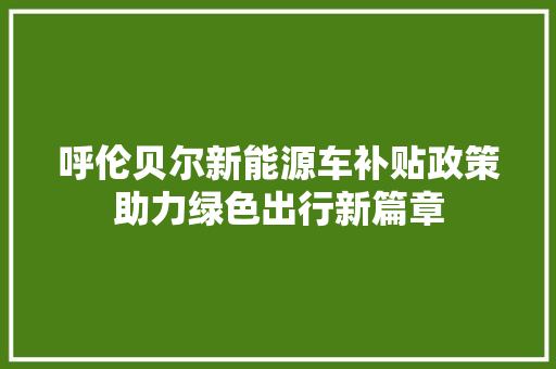 呼伦贝尔新能源车补贴政策助力绿色出行新篇章