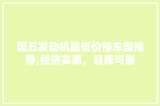 国五发动机最低价格车型推荐,经济实惠，品质可靠