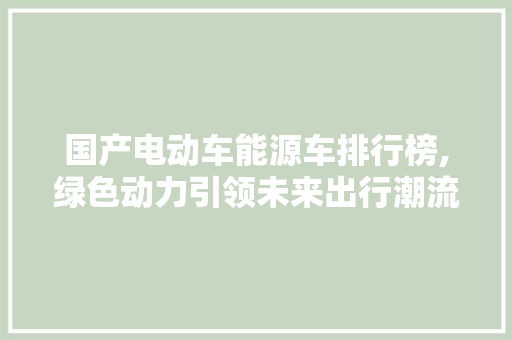 国产电动车能源车排行榜,绿色动力引领未来出行潮流  第1张