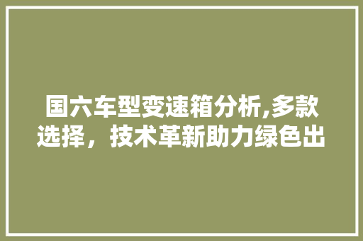 国六车型变速箱分析,多款选择，技术革新助力绿色出行