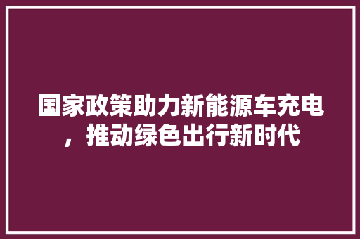 国家政策助力新能源车充电，推动绿色出行新时代