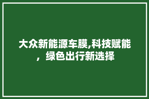 大众新能源车膜,科技赋能，绿色出行新选择