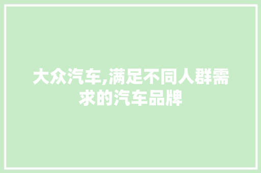 大众汽车,满足不同人群需求的汽车品牌