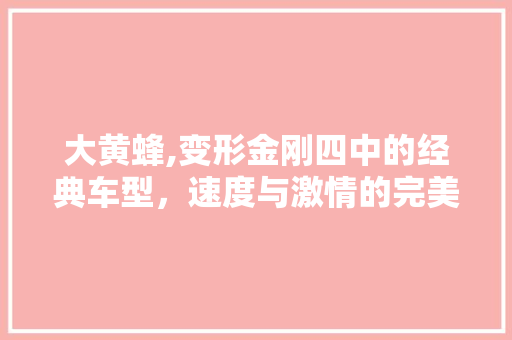 大黄蜂,变形金刚四中的经典车型，速度与激情的完美结合