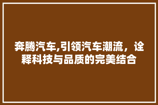 奔腾汽车,引领汽车潮流，诠释科技与品质的完美结合  第1张