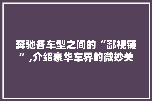 奔驰各车型之间的“鄙视链”,介绍豪华车界的微妙关系  第1张