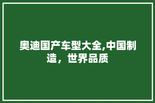 奥迪国产车型大全,中国制造，世界品质