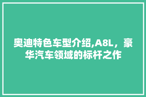 奥迪特色车型介绍,A8L，豪华汽车领域的标杆之作