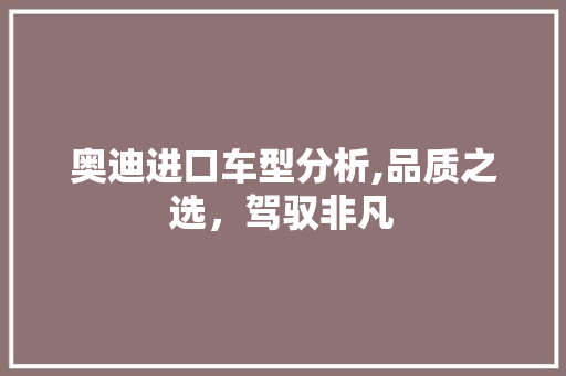 奥迪进口车型分析,品质之选，驾驭非凡