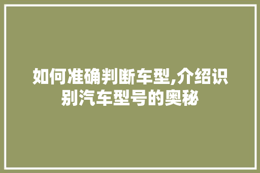 如何准确判断车型,介绍识别汽车型号的奥秘  第1张