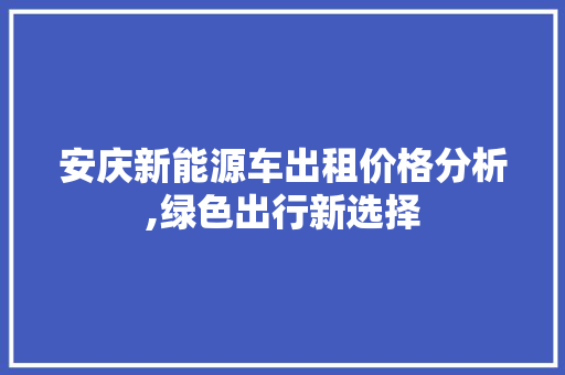 安庆新能源车出租价格分析,绿色出行新选择