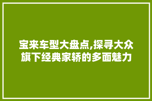 宝来车型大盘点,探寻大众旗下经典家轿的多面魅力