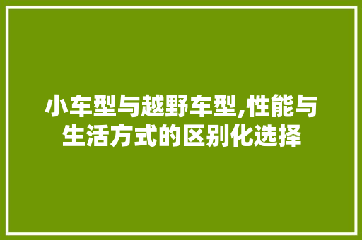 小车型与越野车型,性能与生活方式的区别化选择