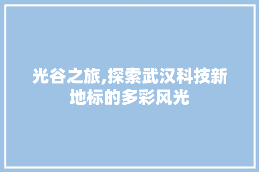 光谷之旅,探索武汉科技新地标的多彩风光