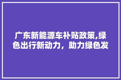 广东新能源车补贴政策,绿色出行新动力，助力绿色发展  第1张