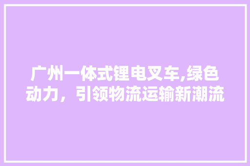 广州一体式锂电叉车,绿色动力，引领物流运输新潮流