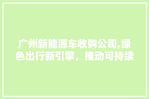 广州新能源车收购公司,绿色出行新引擎，推动可持续发展  第1张