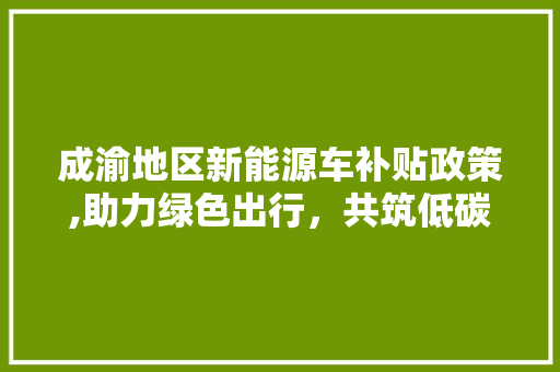 成渝地区新能源车补贴政策,助力绿色出行，共筑低碳未来  第1张