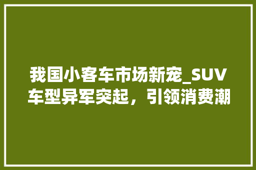 我国小客车市场新宠_SUV车型异军突起，引领消费潮流  第1张