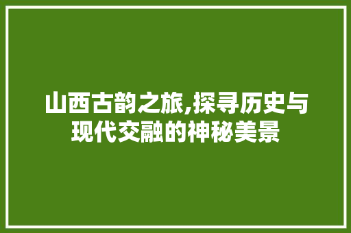 山西古韵之旅,探寻历史与现代交融的神秘美景