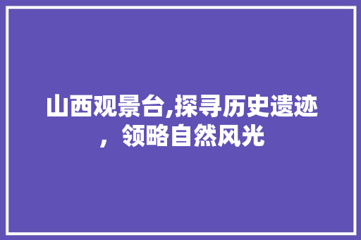 山西观景台,探寻历史遗迹，领略自然风光