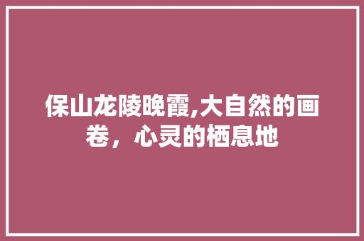 保山龙陵晚霞,大自然的画卷，心灵的栖息地