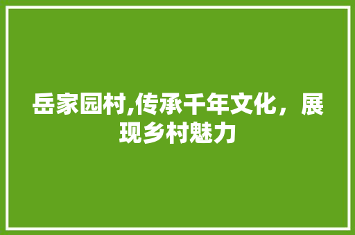 岳家园村,传承千年文化，展现乡村魅力