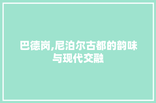 巴德岗,尼泊尔古都的韵味与现代交融