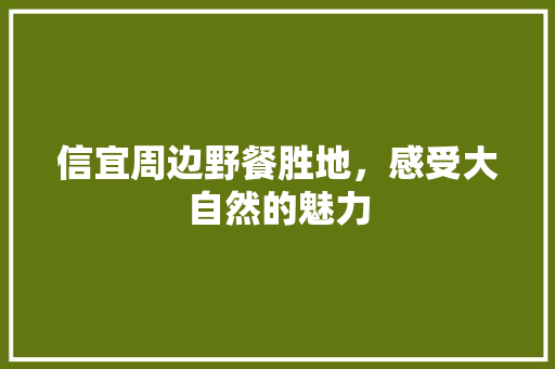 信宜周边野餐胜地，感受大自然的魅力