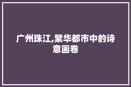 广州珠江,繁华都市中的诗意画卷