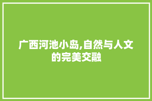 广西河池小岛,自然与人文的完美交融