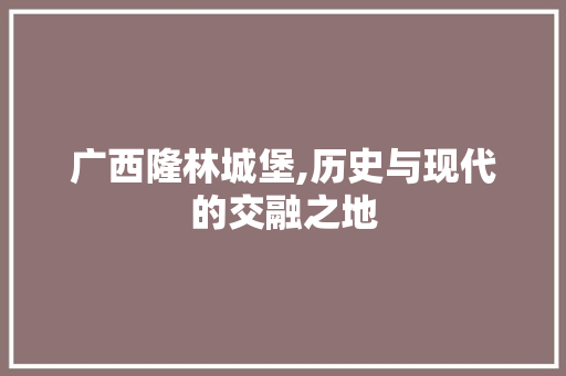 广西隆林城堡,历史与现代的交融之地  第1张