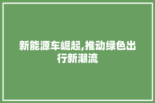 新能源车崛起,推动绿色出行新潮流  第1张