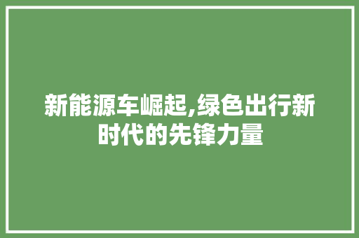 新能源车崛起,绿色出行新时代的先锋力量