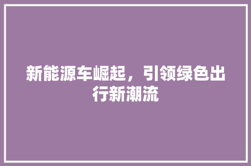 新能源车崛起，引领绿色出行新潮流  第1张