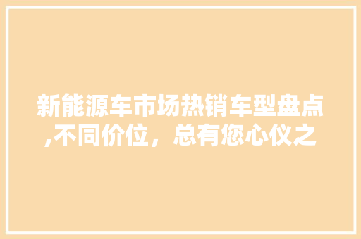 新能源车市场热销车型盘点,不同价位，总有您心仪之选  第1张