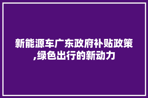 新能源车广东政府补贴政策,绿色出行的新动力  第1张