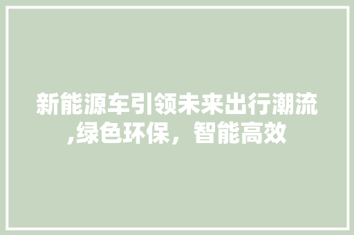 新能源车引领未来出行潮流,绿色环保，智能高效  第1张